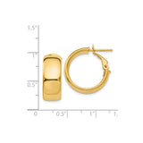 14k Yellow Gold Hoop Earrings, Medium Classic Round Polished Hoops, Minimalist Design for Women