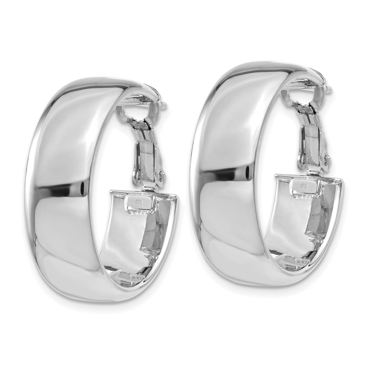 14k White Gold Hoop Earrings, Polished Medium Hoops with Smooth Finish, Classic Minimalist Style