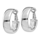 14k White Gold Hoop Earrings, Polished Medium Hoops with Smooth Finish, Classic Minimalist Style