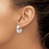 14k White Gold Hoop Earrings, Small Round Hinged Hoops with High Polish Finish