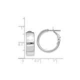 14k White Gold Hoop Earrings, Small Round Hinged Hoops with High Polish Finish