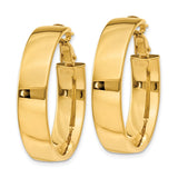 14k Yellow Gold Hoop Earrings, Smooth Polished Round Design with Snap Closure for Women