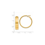 14k Yellow Gold Hoop Earrings, Smooth Polished Round Design with Snap Closure for Women