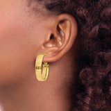 14k Yellow Gold Oval Hoop Earrings with Polished Finish, Lightweight Classic Design for Women