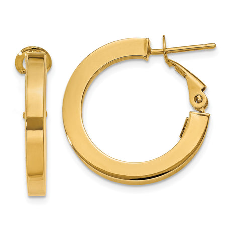 14k Yellow Gold Hoop Earrings, Classic Round Medium Hoops with Hinged Clasp