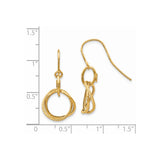 14k Yellow Gold Dangle Earrings with Intertwined Teardrop and Loop Design