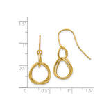 14k Yellow Gold Dangle Earrings with Intertwined Teardrop and Loop Design