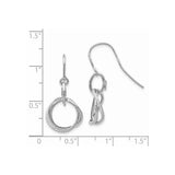 14k White Gold Dangle Earrings with Intertwined Teardrop and Circle Design