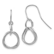 14k White Gold Dangle Earrings with Intertwined Teardrop and Circle Design
