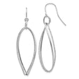 14k White Gold Dangle Earrings, Dual Marquise Loop Design with Textured and Polished Finish