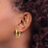 14k Yellow Gold Hoop Earrings with Polished Finish and Snap-Back Closure, Medium Size Classic Style