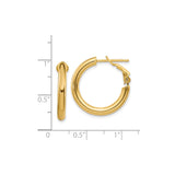 14k Yellow Gold Hoop Earrings with Polished Finish and Snap-Back Closure, Medium Size Classic Style