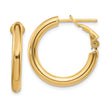 14k Yellow Gold Hoop Earrings with Polished Finish and Snap-Back Closure, Medium Size Classic Style