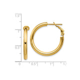 14k Yellow Gold Hoop Earrings, Polished Round Hoops, Lightweight Minimalist Style for Women