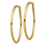 14k Yellow Gold Hoop Earrings, Large Smooth Polished Round Hoops, Classic Minimalist Design