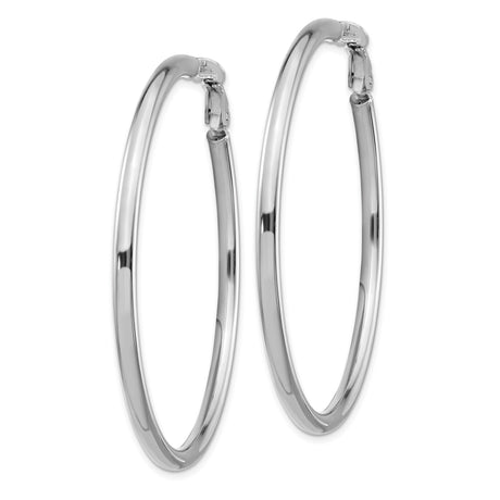 14k White Gold Hoop Earrings, High Polish Finish, Hinged Back, Classic Minimalist Style