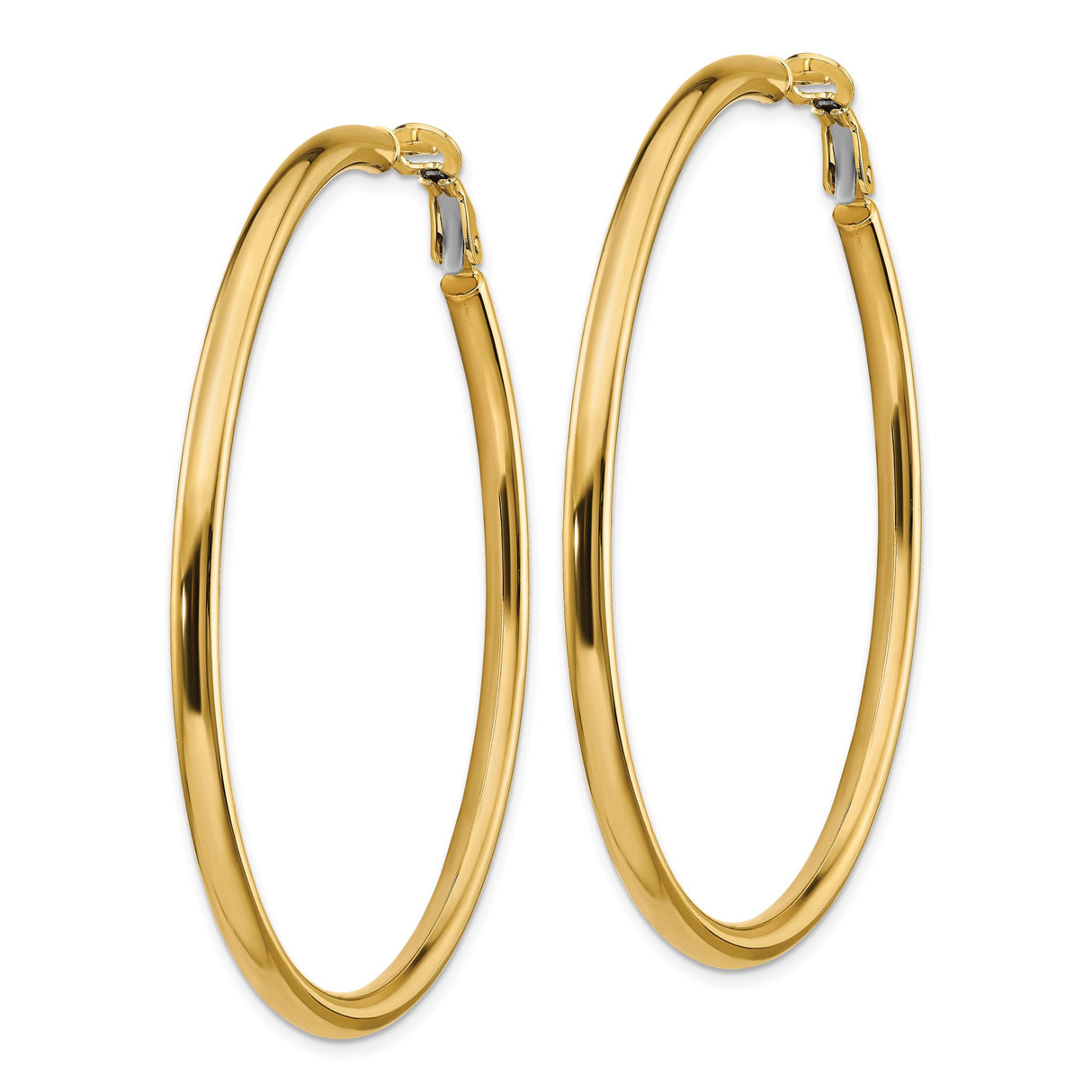 14k Yellow Gold Hoop Earrings, High Polish Finish, Lightweight Classic Design for Women