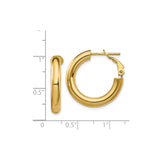 14k Yellow Gold Hoop Earrings, Medium Tube Style with Polished Finish and Hinged Back Clasp