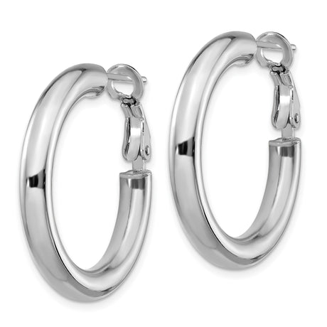 14k White Gold Hoop Earrings, Polished Finish, Lightweight Modern Design for Women