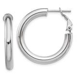 14k White Gold Hoop Earrings, Polished Finish, Lightweight Modern Design for Women