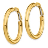 14k Yellow Gold Hoop Earrings, Thick Round Polished Hoops with Latch Back, Minimalist Style