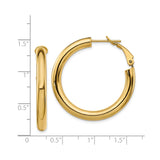 14k Yellow Gold Hoop Earrings, Thick Round Polished Hoops with Latch Back, Minimalist Style