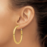 14k Yellow Gold Hoop Earrings, Classic Polished Finish with Secure Hinged Clasp