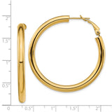14k Yellow Gold Hoop Earrings, Classic Polished Finish with Secure Hinged Clasp