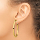 14k Yellow Gold Hoop Earrings, Classic Round Polished Design, Omega Back for Women