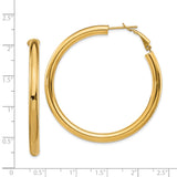 14k Yellow Gold Hoop Earrings, Classic Round Polished Design, Omega Back for Women