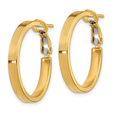 14k Yellow Gold Hoop Earrings, Lightweight Tube Style with Hinged Snap Closure