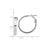 14k White Gold Hoop Earrings, Classic Polished Round Tube Style with Hinged Snap Closure