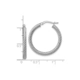 14k White Gold Twisted Rope Hoop Earrings with High Polish Finish