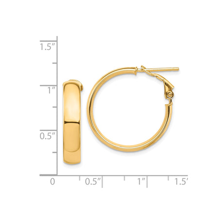 14k Yellow Gold Hoop Earrings, Polished Finish, Hinged Latch Backs, Classic Minimalist Design