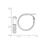 14k White Gold Hoop Earrings, Polished Finish, Classic Round, Hinged Closure, Lightweight Design