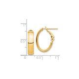 14k Yellow Gold Oval Hoop Earrings, Polished Finish, Hinged Snap Closure, Lightweight Classic Style