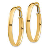 14k Yellow Gold Oval Hoop Earrings, Lightweight Polished Hoops, Minimalist Style for Women