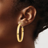 14k Yellow Gold Oval Hoop Earrings, Polished Finish, Lightweight Minimalist Design for Women