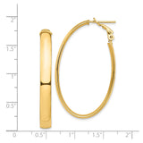 14k Yellow Gold Oval Hoop Earrings, Polished Finish, Lightweight Minimalist Design for Women