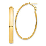 14k Yellow Gold Oval Hoop Earrings, Polished Finish, Lightweight Minimalist Design for Women