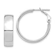 14k White Gold Hoop Earrings, Small Round Design with Omega Back, Smooth Polished Finish