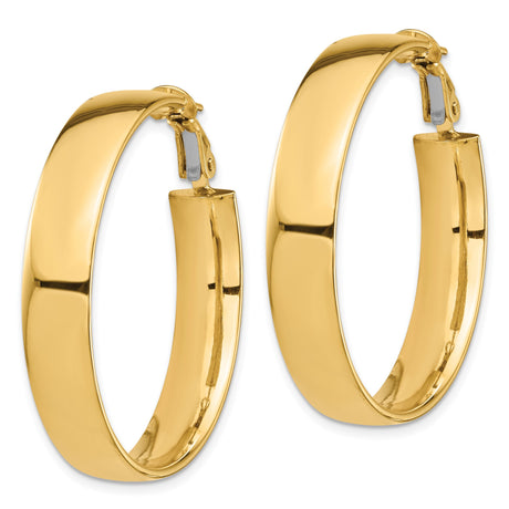 14k Yellow Gold Hoop Earrings, Classic Round Lightweight Polished Hoops for Women