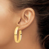 14k Yellow Gold Hoop Earrings, Medium to Large Lightweight Polished Circular Design for Women
