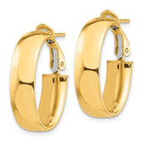 14k Yellow Gold Oval Hoop Earrings, High Polish Finish, Hinged Snap Closure, Lightweight Design