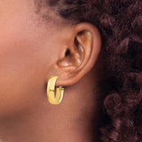 14k Yellow Gold Oval Hoop Earrings, High Polish Finish, Hinged Snap Closure, Lightweight Design