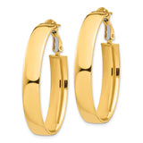 14k Yellow Gold Oval Hoop Earrings with Polished Finish and Latch-Back Closure
