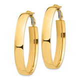 14k Yellow Gold Oval Hoop Earrings, High Polish Finish, Omega Back, Minimalist Design