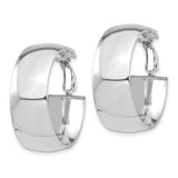 14k White Gold Hoop Earrings, Polished Minimalist Design with Omega Back Closure