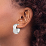 14k White Gold Hoop Earrings, Polished Minimalist Design with Omega Back Closure