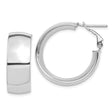 14k White Gold Hoop Earrings, Polished Minimalist Design with Omega Back Closure